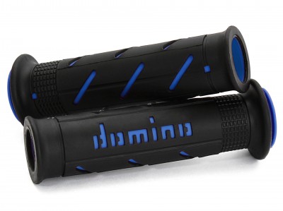 DOMINO XM2 SUPER SOFT ROAD GRIPS BLACK / BLUE OPEN ENDED D.22mm L.126mm image