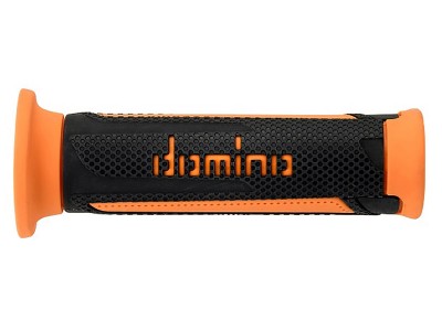 DOMINO A350 TURISMO GRIPS ANTHRACITE / ORANGE OPEN ENDED D.22mm L.120mm image