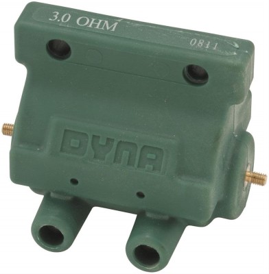 DYNA IGNITION COIL 3.0 OHM 2 POLE (GREEN) STRAIGHT FEED image