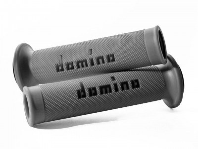 DOMINO ROAD RACING GRIPS GREY / BLACK OPEN ENDED D.22mm L.126mm image
