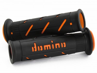 DOMINO XM2 SUPER SOFT ROAD GRIPS BLACK / ORANGE OPEN ENDED D.22mm L.126mm image
