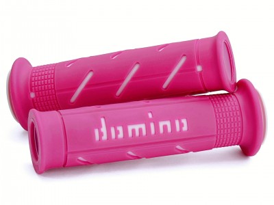 DOMINO XM2 SUPER SOFT ROAD GRIPS PINK / WHITE OPEN ENDED D.22mm L.126mm image