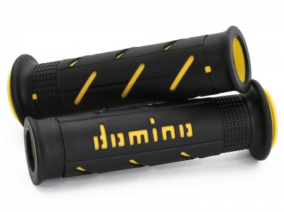 DOMINO XM2 SUPER SOFT ROAD GRIPS BLACK / YELLOW OPEN ENDED D.22mm L.126mm image