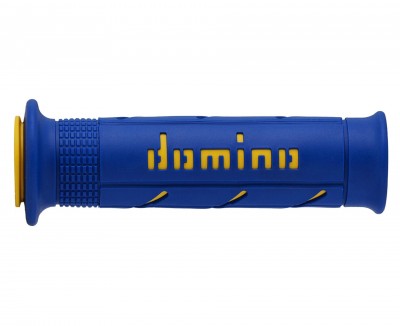 DOMINO XM2 SUPER SOFT ROAD GRIPS BLUE / YELLOW OPEN ENDED D.22mm L.126mm image