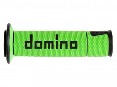DOMINO A450 MEDIUM SOFT ROAD & RACE GRIPS GREEN / BLACK OPEN ENDED D.22mm L.126mm image