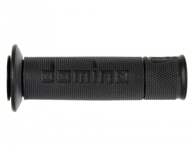 DOMINO A450 MEDIUM SOFT ROAD & RACE GRIPS ANTHRACITE / BLACK OPEN ENDED D.22mm L.126mm image