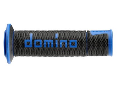 DOMINO A450 MEDIUM SOFT ROAD & RACE GRIPS BLACK / BLUE OPEN ENDED D.22mm L.126mm image