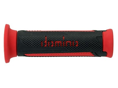 DOMINO A350 TURISMO GRIPS ANTHRACITE / RED OPEN ENDED  D.22mm L.120mm image