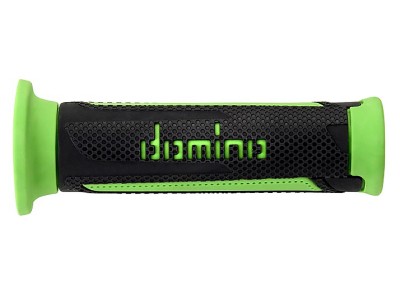 DOMINO A350 TURISMO GRIPS ANTHRACITE / GREEN OPEN ENDED  D.22mm L.120mm image