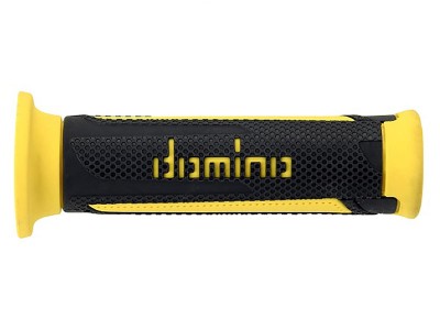 DOMINO A350 TURISMO GRIPS ANTHRACITE / YELLOW OPEN ENDED D.22mm L.120mm image