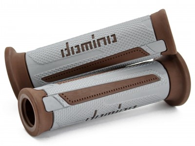 DOMINO A350 TURISMO GRIPS SILVER / BROWN OPEN ENDED  D.22mm L.120mm image