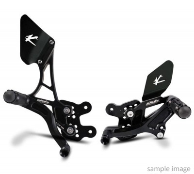 VALTER MOTO T1.5 ADJ. REARSETS KAWASAKI ZX10R 2016-2022 WITH ABS *RACE SHIFT* IN BLACK image