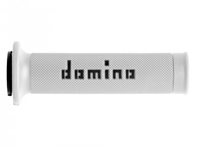 DOMINO ROAD RACING GRIPS WHITE / BLACK OPEN ENDED D.22mm L.126mm image