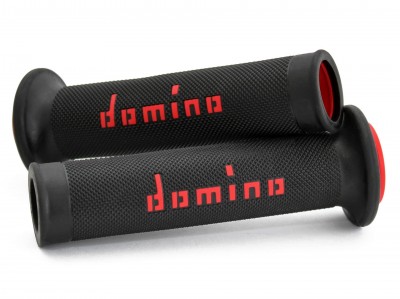 DOMINO ROAD RACING GRIPS BLACK / RED OPEN ENDED D.22mm L.126mm image