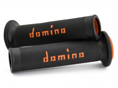 DOMINO ROAD RACING GRIPS BLACK / ORANGE OPEN ENDED D.22mm L.126mm image