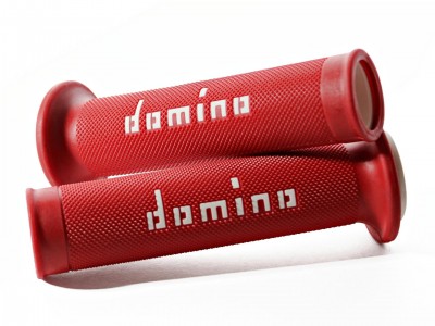 DOMINO ROAD RACING GRIPS RED / WHITE OPEN ENDED D.22mm L.126mm image