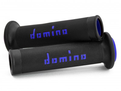DOMINO ROAD RACING GRIPS BLACK / BLUE OPEN ENDED D.22mm L.126mm image