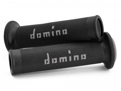 DOMINO ROAD RACING GRIPS BLACK / GREY OPEN ENDED D.22mm L.126mm image